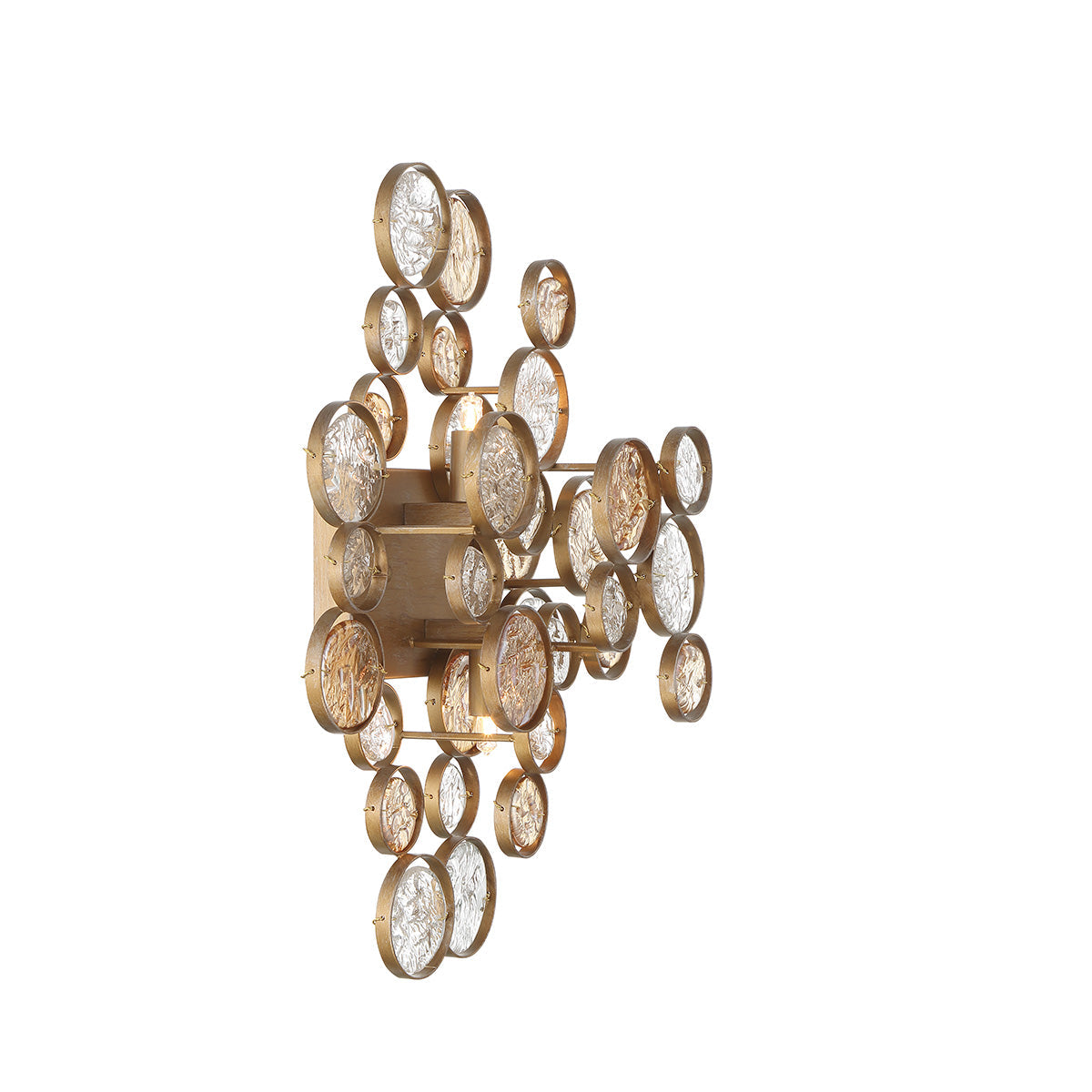 Eurofase Lighting Trento 18" 2-Light Halogen Matte Gold Wall Sconce With Hand Pressed Glass Accents