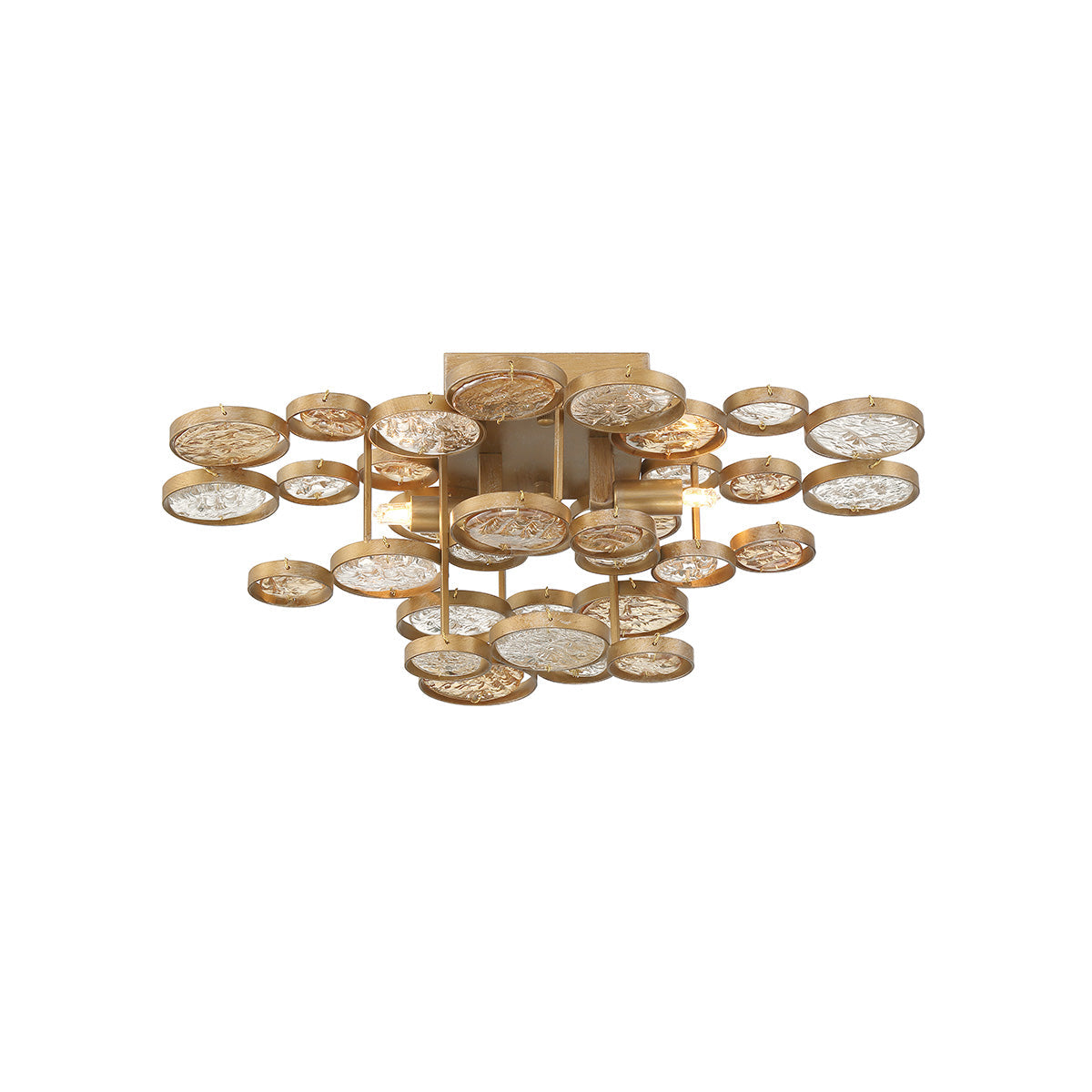 Eurofase Lighting Trento 18" 2-Light Halogen Matte Gold Wall Sconce With Hand Pressed Glass Accents