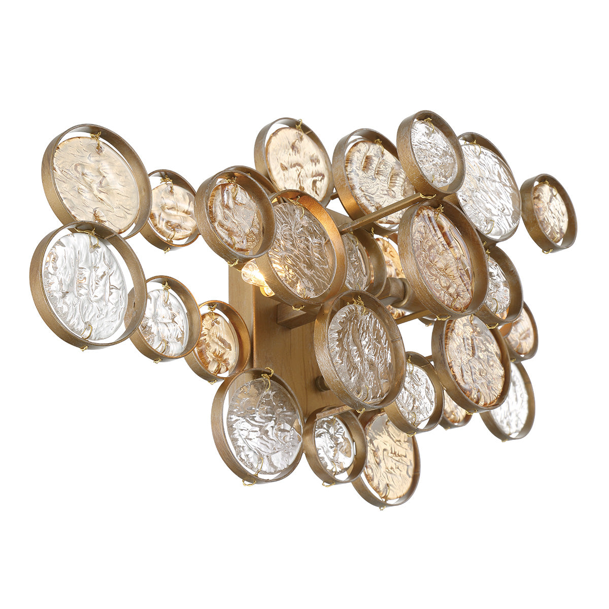 Eurofase Lighting Trento 18" 2-Light Halogen Matte Gold Wall Sconce With Hand Pressed Glass Accents
