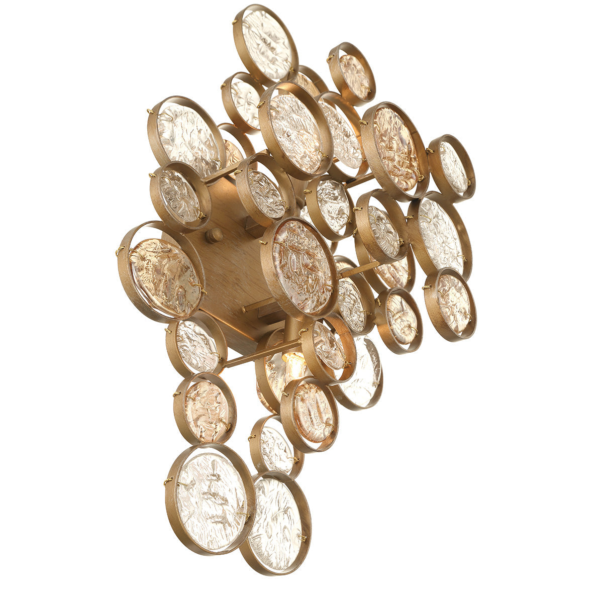 Eurofase Lighting Trento 18" 2-Light Halogen Matte Gold Wall Sconce With Hand Pressed Glass Accents