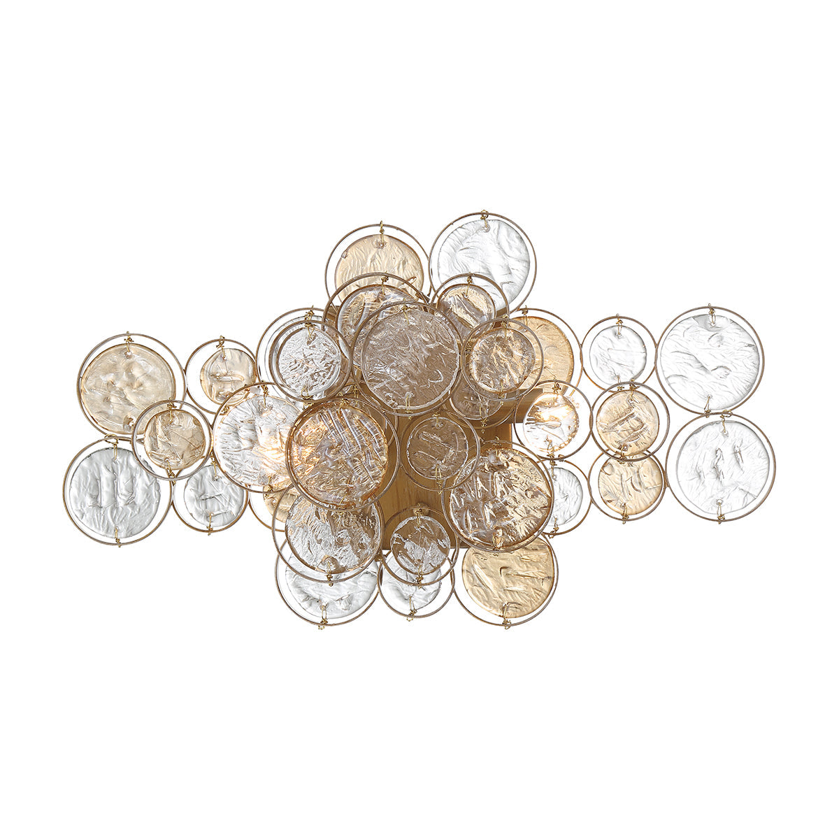 Eurofase Lighting Trento 18" 2-Light Halogen Matte Gold Wall Sconce With Hand Pressed Glass Accents