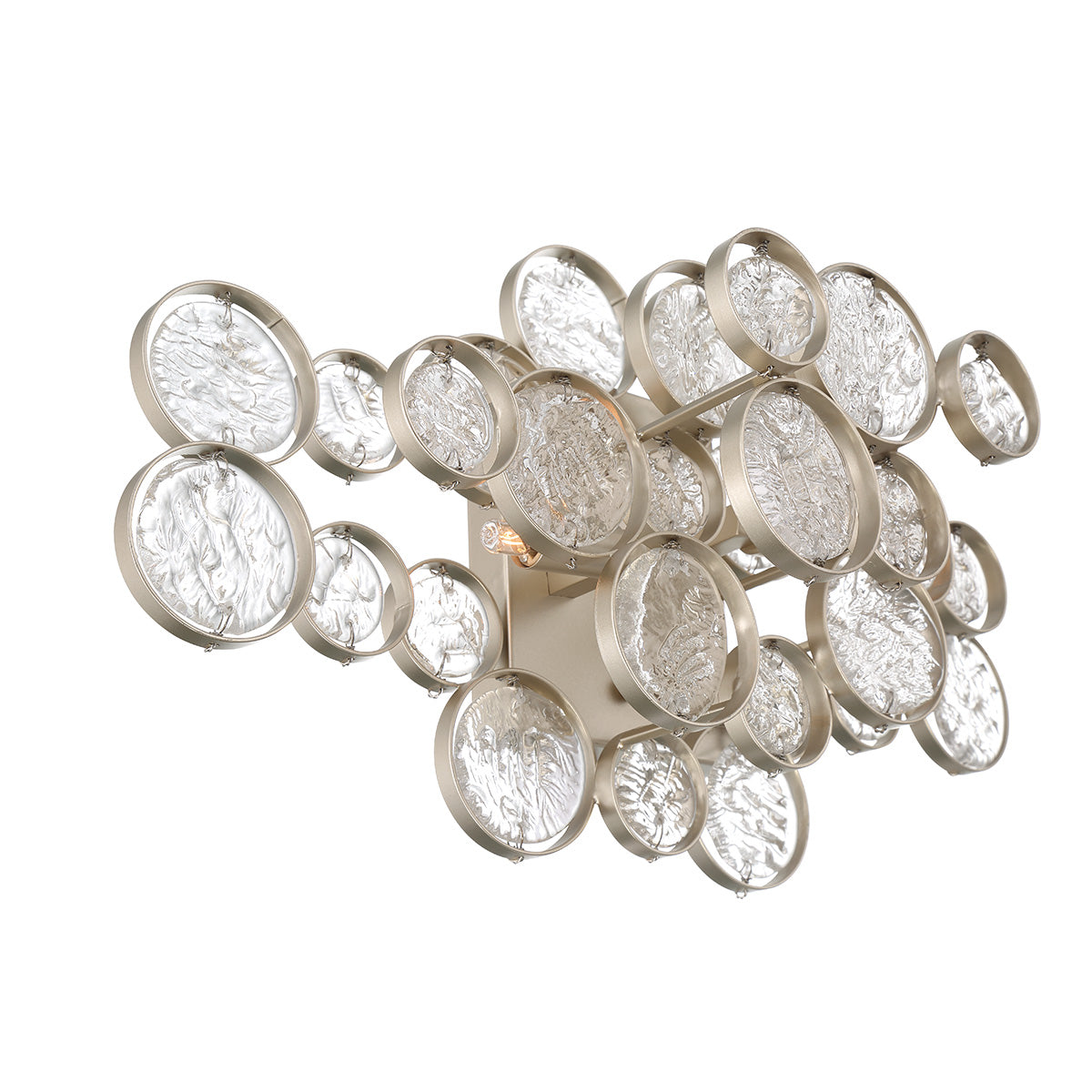 Eurofase Lighting Trento 18" 2-Light Halogen Matte Silver Wall Sconce With Hand Pressed Glass Accents