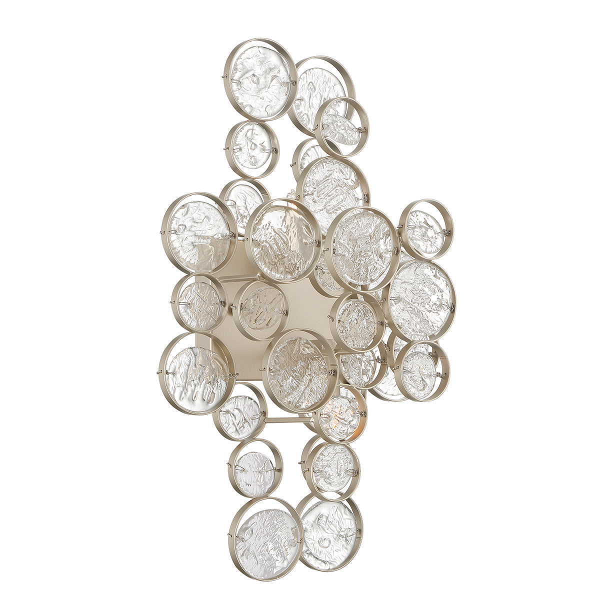 Eurofase Lighting Trento 18" 2-Light Halogen Matte Silver Wall Sconce With Hand Pressed Glass Accents