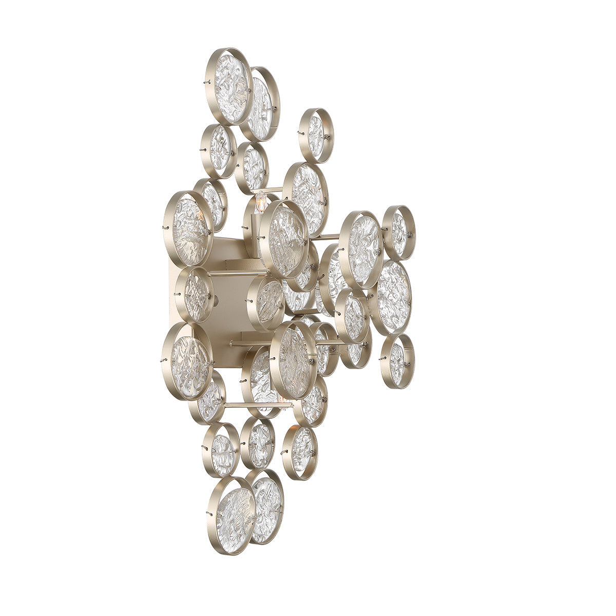 Eurofase Lighting Trento 18" 2-Light Halogen Matte Silver Wall Sconce With Hand Pressed Glass Accents
