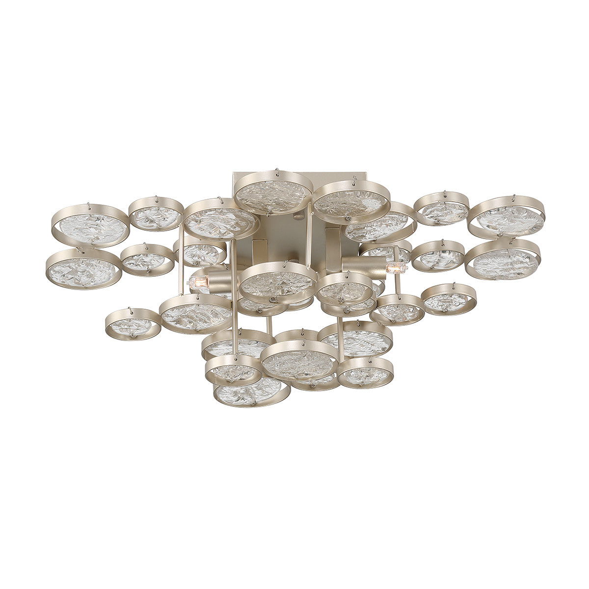 Eurofase Lighting Trento 18" 2-Light Halogen Matte Silver Wall Sconce With Hand Pressed Glass Accents