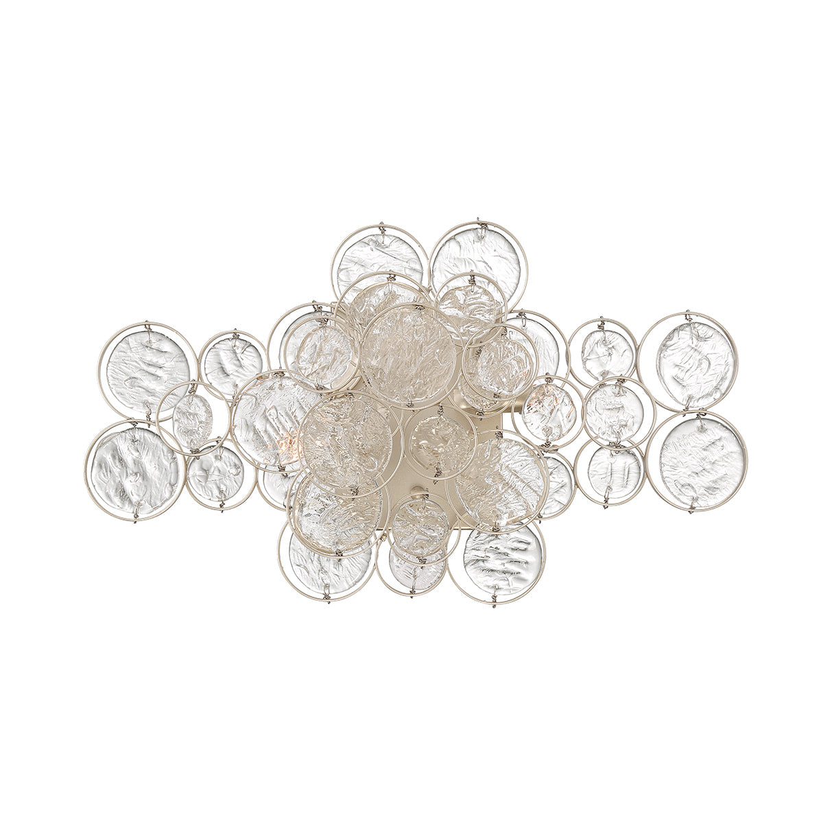 Eurofase Lighting Trento 18" 2-Light Halogen Matte Silver Wall Sconce With Hand Pressed Glass Accents