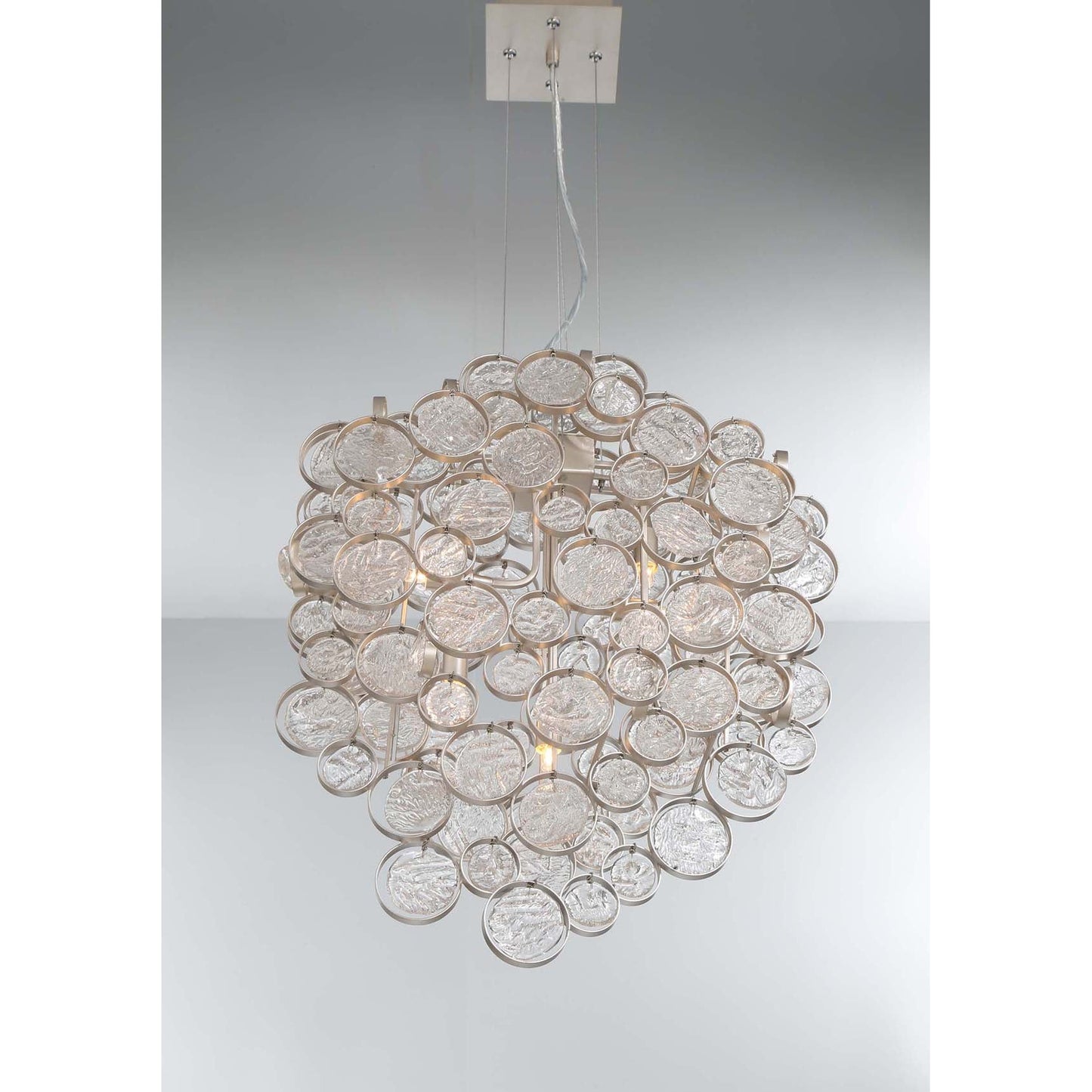 Eurofase Lighting Trento 20" 7-Light Halogen Champagne Silver Chandelier With Hand Pressed Glass Accents