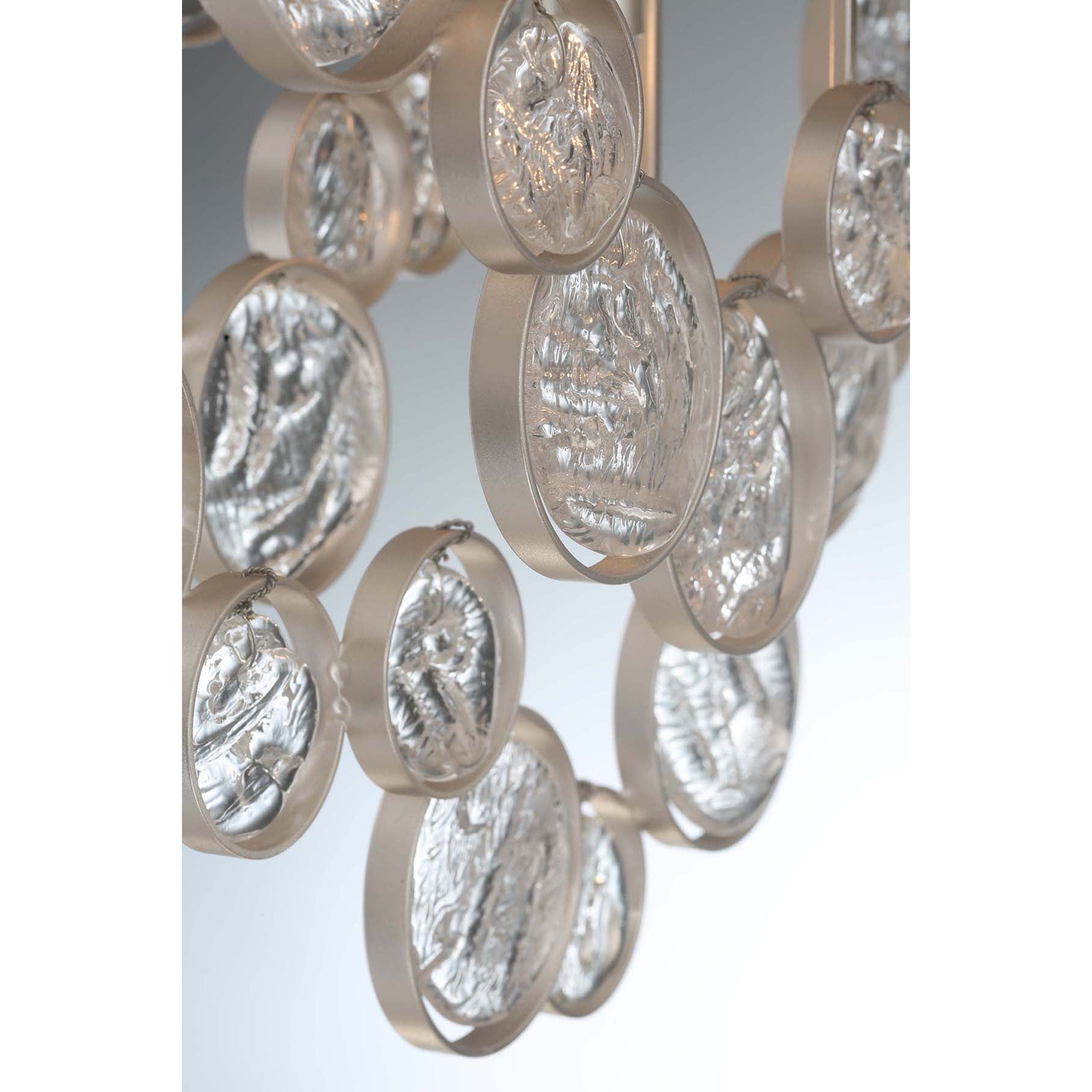 Eurofase Lighting Trento 20" 7-Light Halogen Champagne Silver Chandelier With Hand Pressed Glass Accents