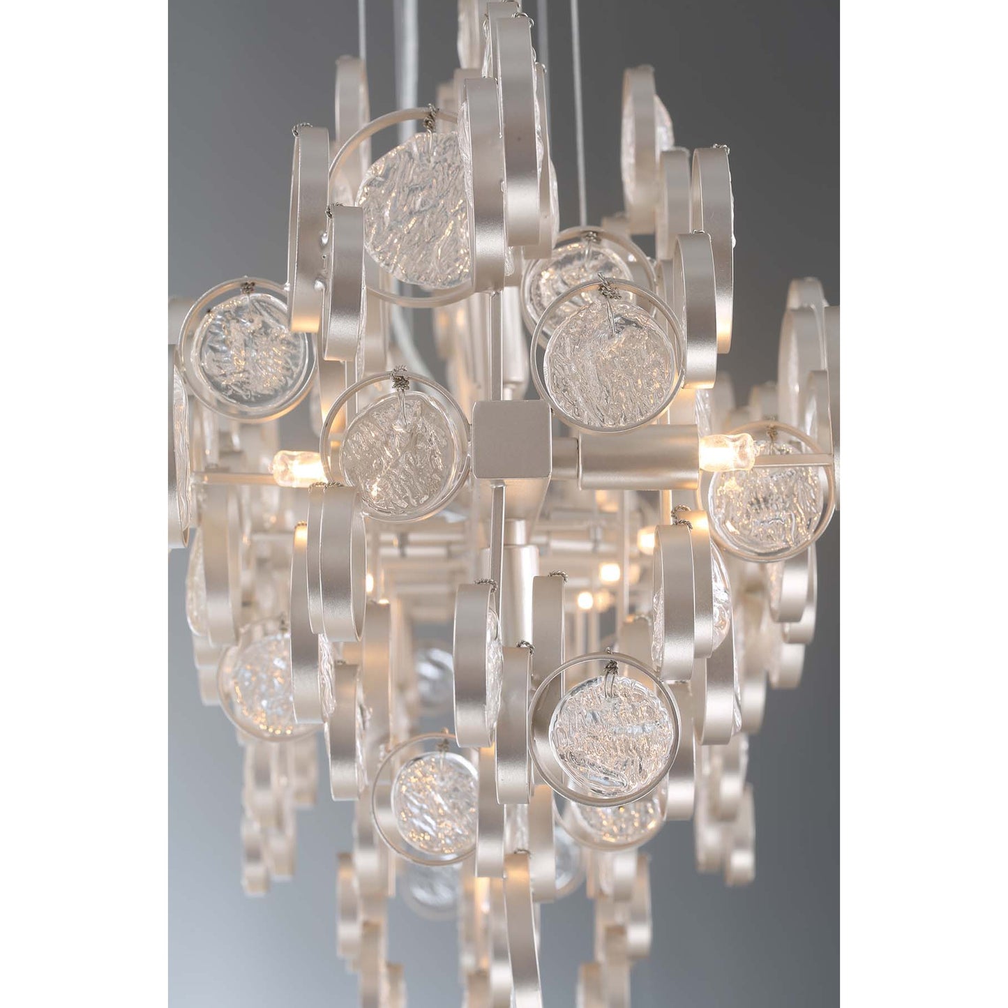 Eurofase Lighting Trento 20" 7-Light Halogen Champagne Silver Chandelier With Hand Pressed Glass Accents
