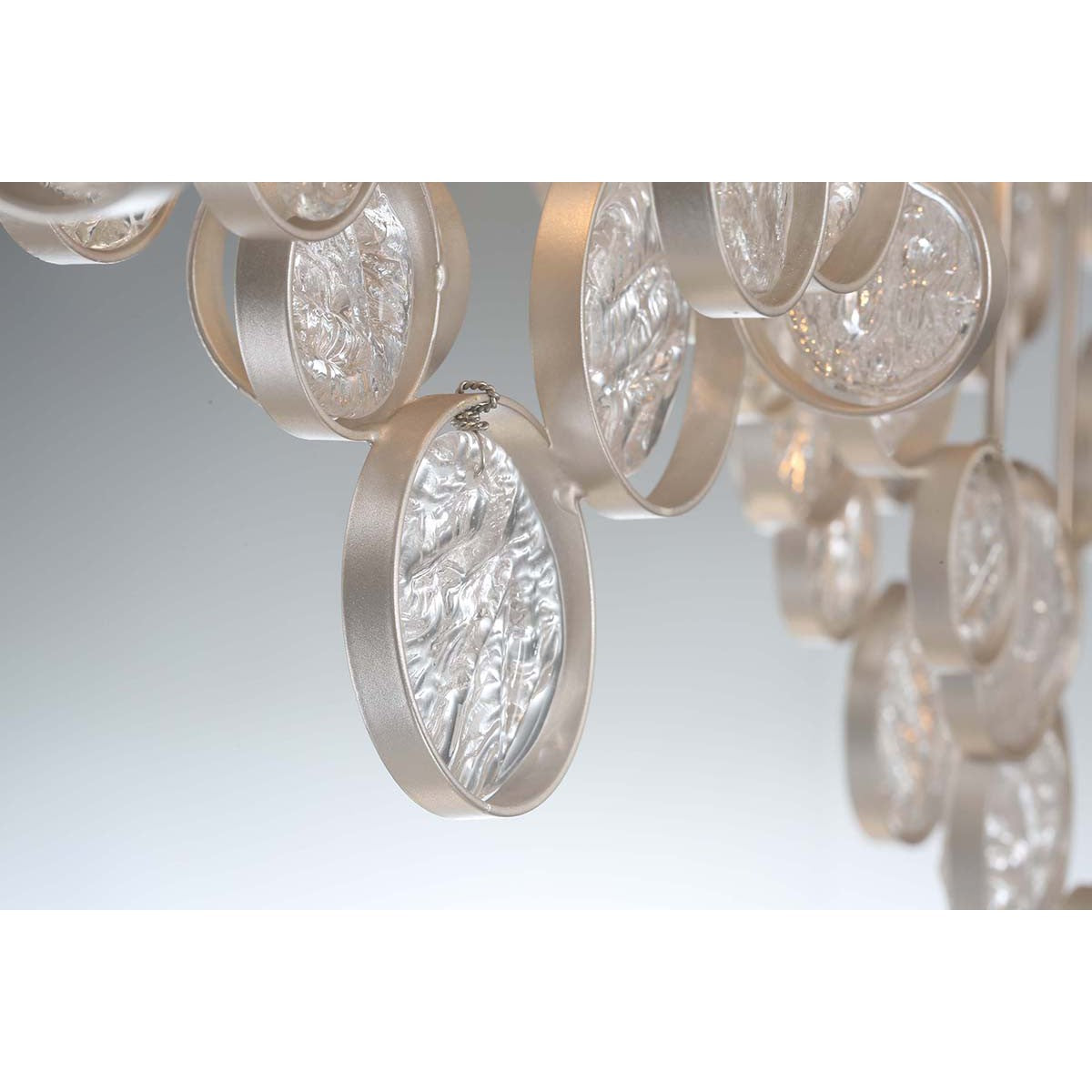 Eurofase Lighting Trento 20" 7-Light Halogen Champagne Silver Chandelier With Hand Pressed Glass Accents