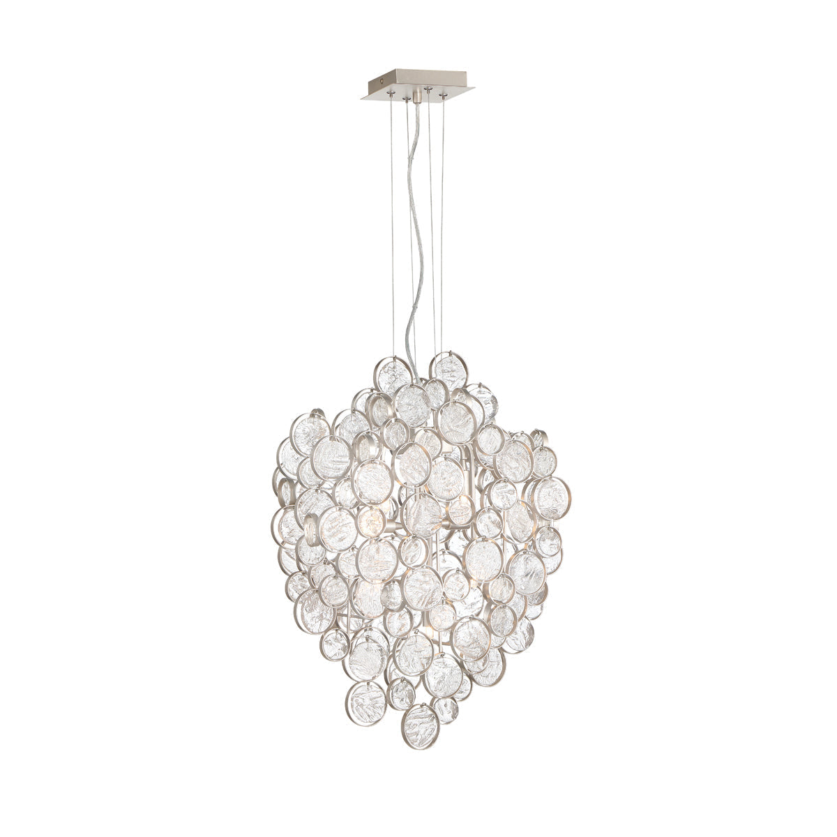 Eurofase Lighting Trento 20" 7-Light Halogen Champagne Silver Chandelier With Hand Pressed Glass Accents