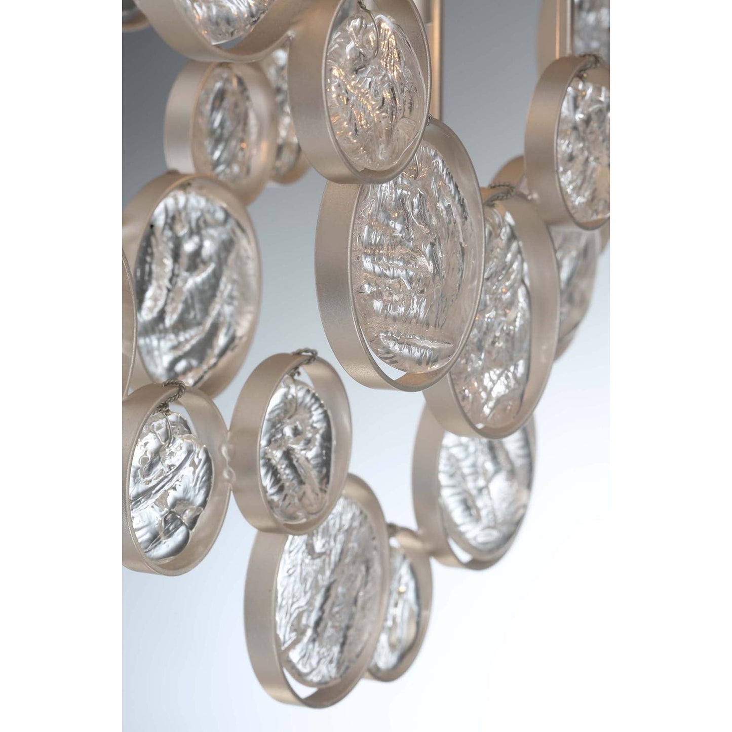 Eurofase Lighting Trento 40" 12-Light Halogen Champagne Silver Chandelier With Hand Pressed Glass Accents