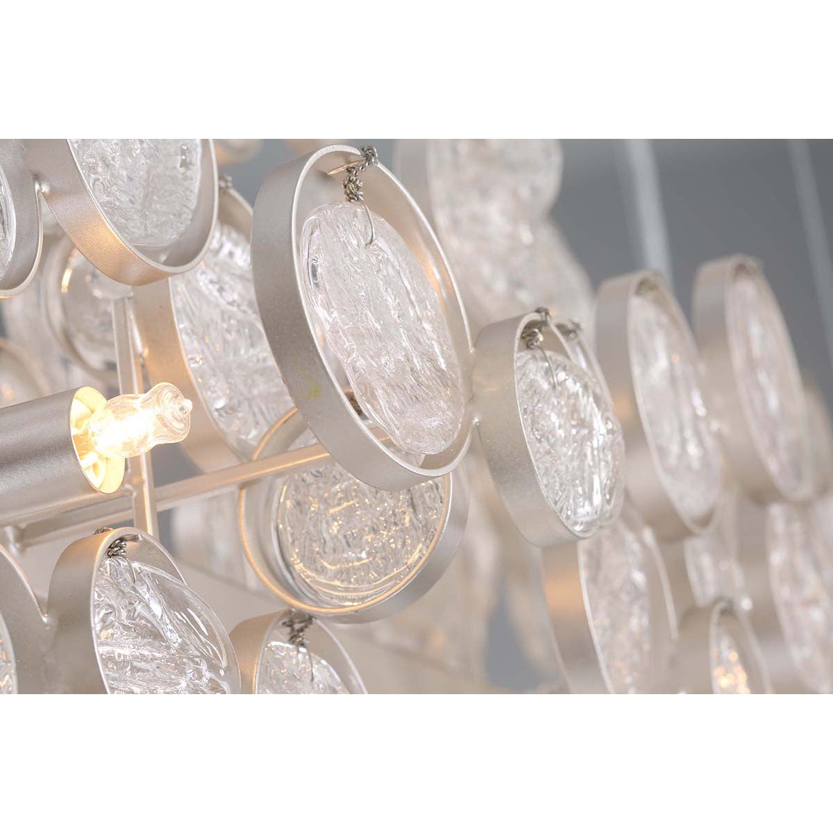 Eurofase Lighting Trento 40" 12-Light Halogen Champagne Silver Chandelier With Hand Pressed Glass Accents