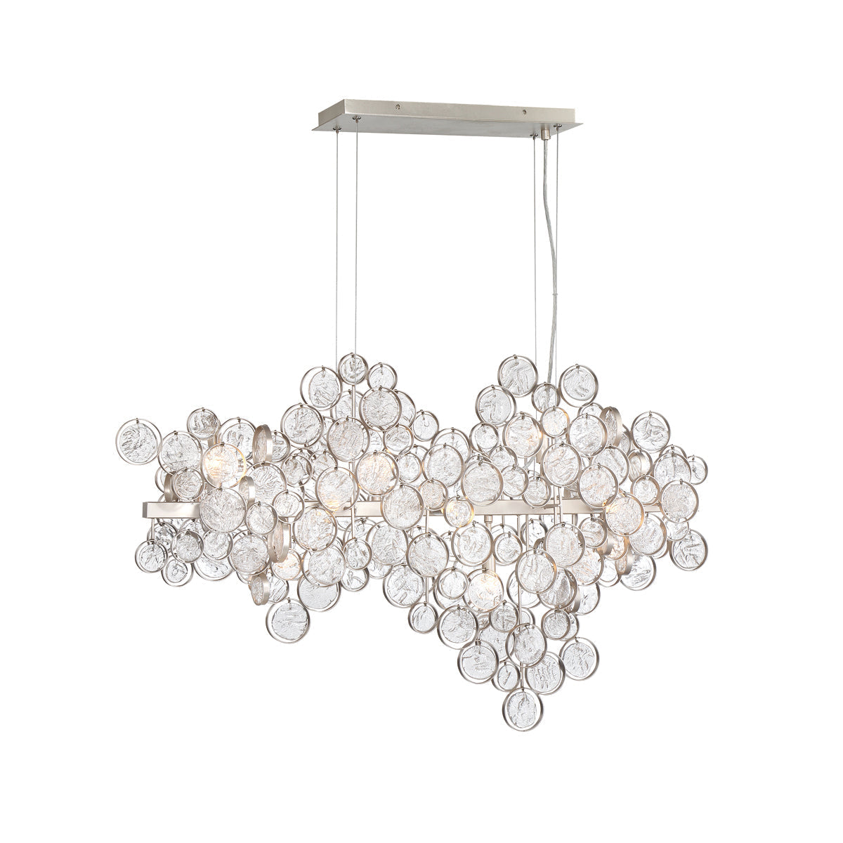 Eurofase Lighting Trento 40" 12-Light Halogen Champagne Silver Chandelier With Hand Pressed Glass Accents