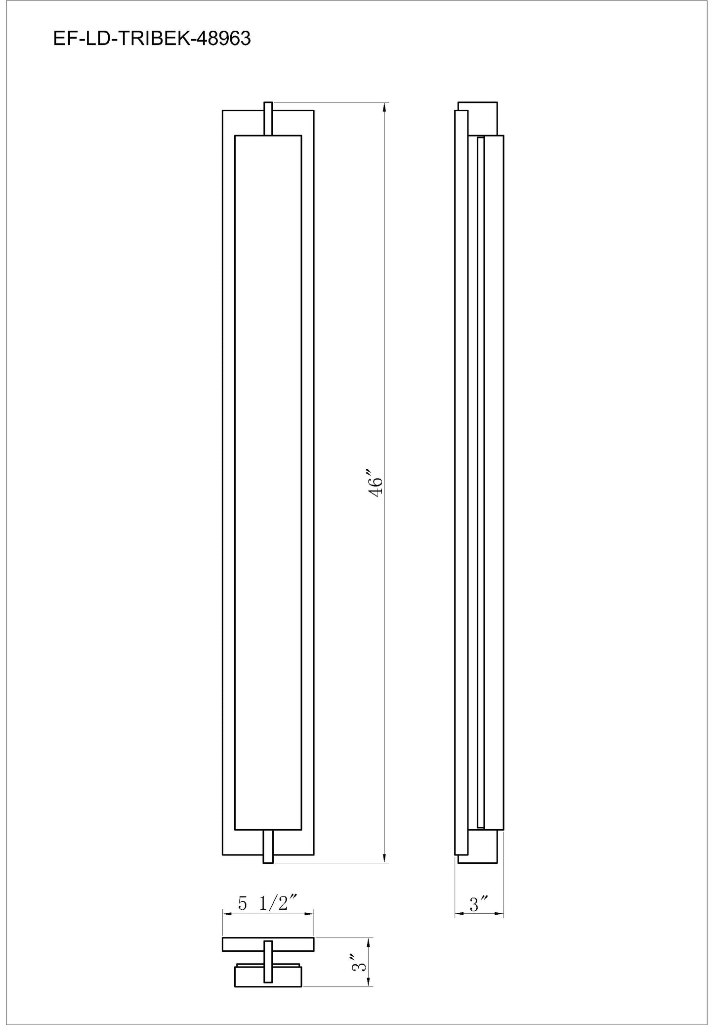 Eurofase Lighting Tribek 46" 1-Light Integrated LED Matte Black Steel Wall Sconce