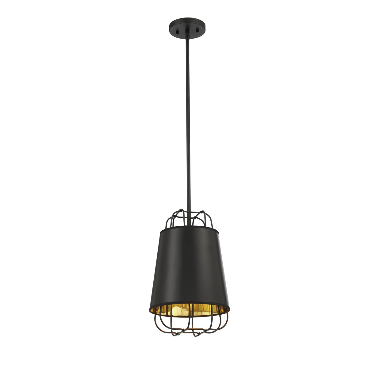 Eurofase Lighting Tura 10" Black Incandescent Round Pendant Light With Black & Gold Shade