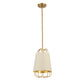 Eurofase Lighting Tura 10" Brass Incandescent Round Pendant Light With White & Gold Shade