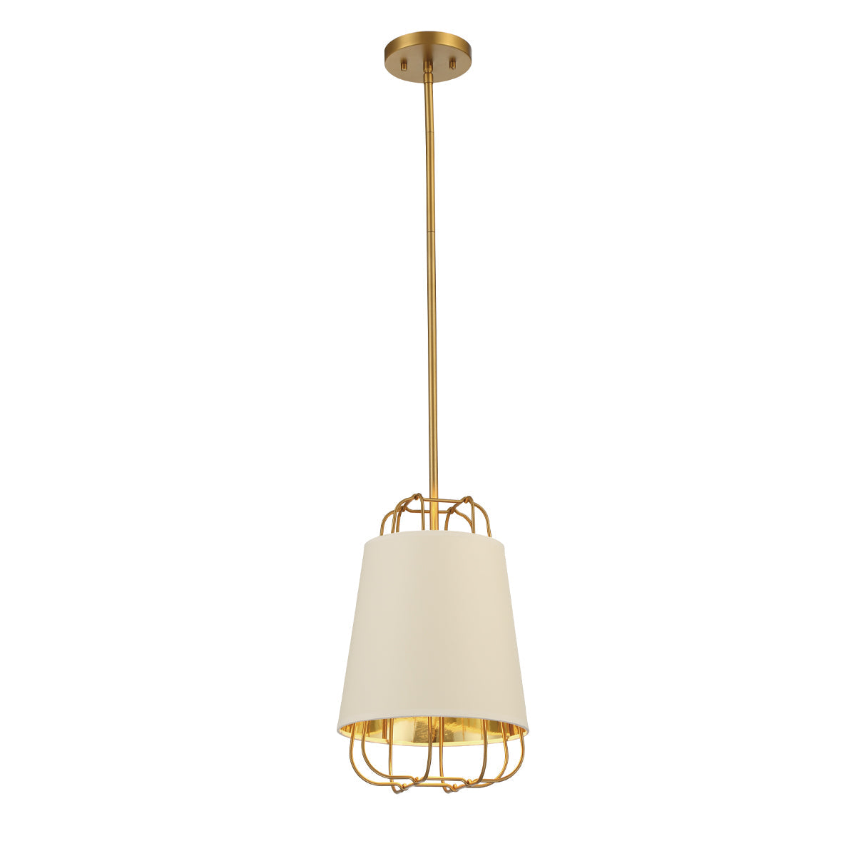 Eurofase Lighting Tura 10" Brass Incandescent Round Pendant Light With White & Gold Shade