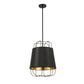 Eurofase Lighting Tura 16" 3-Light Black Incandescent Round Pendant Light With Black & Gold Shade