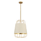 Eurofase Lighting Tura 16" 3-Light Brass Incandescent Round Pendant Light With White & Gold Shade