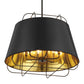 Eurofase Lighting Tura 24" 6-Light Black Incandescent Round Pendant Light With Black & Gold Shade