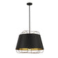 Eurofase Lighting Tura 24" 6-Light Black Incandescent Round Pendant Light With Black & Gold Shade