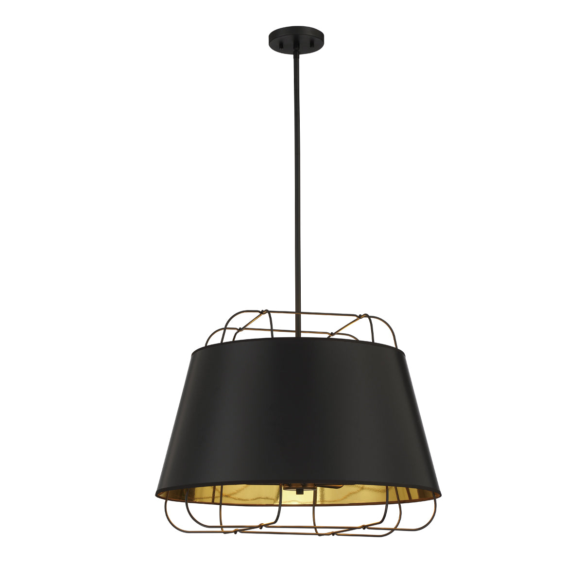 Eurofase Lighting Tura 24" 6-Light Black Incandescent Round Pendant Light With Black & Gold Shade