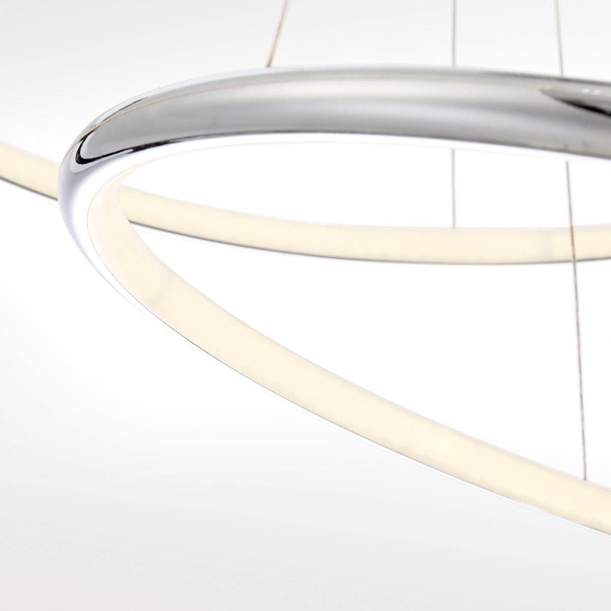 Eurofase Lighting Valley 24" 2-Tier Medium Chrome Round Dimmable LED Metal Chandelier With Opal White Acrylic Shades