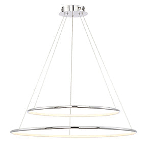Eurofase Lighting Valley 32" 2-Tier Large Chrome Round Dimmable LED Metal Chandelier With Opal White Acrylic Shades