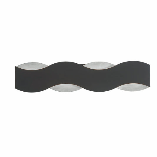 Eurofase Lighting Vaughan 24" Dimmable LED Metal Bath Bar With Silver & Black Mix Wavy Metal Shade