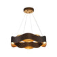Eurofase Lighting Vaughan 24" Medium Bronze Round Dimmable LED Metal Chandelier With Bronze & Gold Wavy Metal Shade