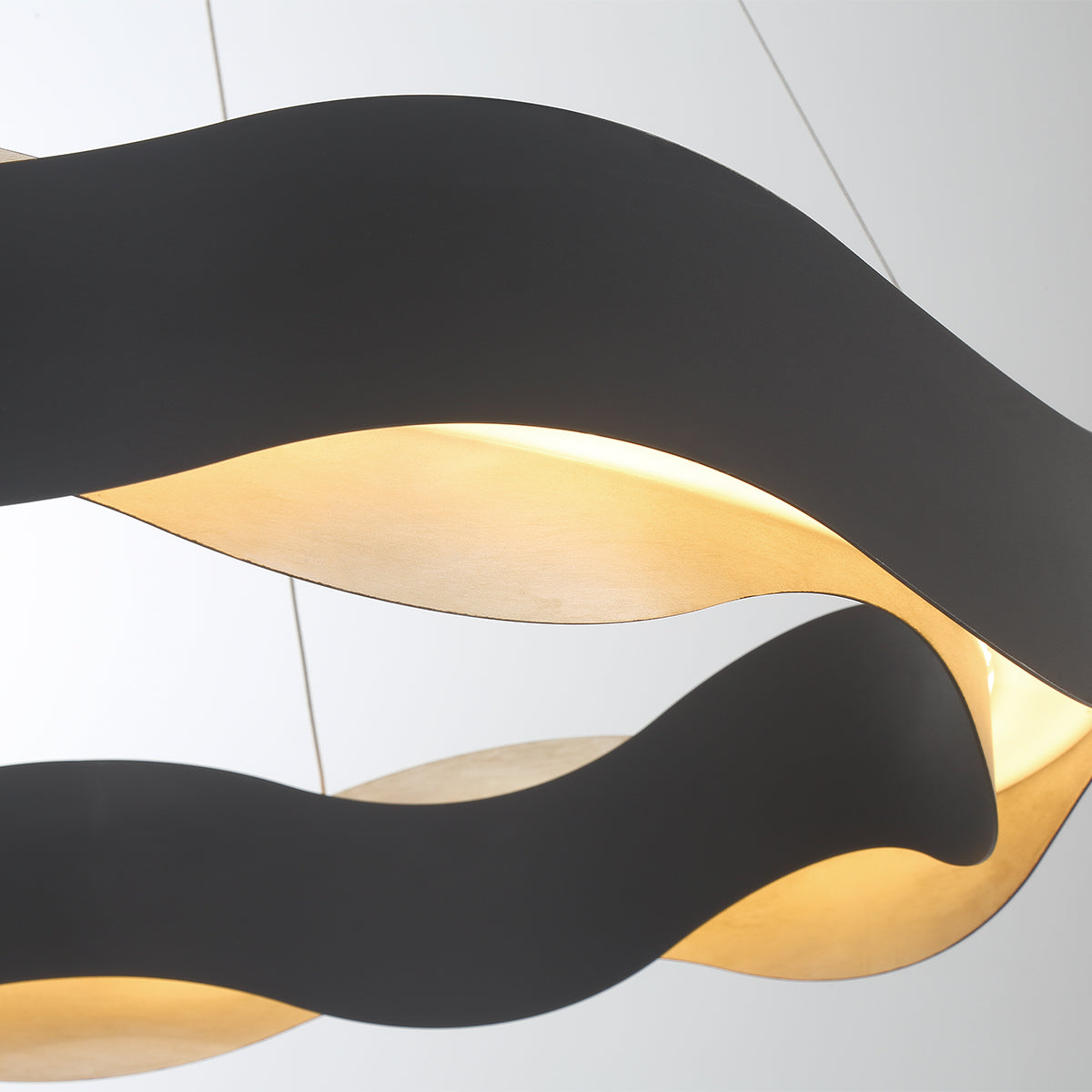 Eurofase Lighting Vaughan 24" Silver & Black Round Dimmable LED Metal Chandelier With Wavy Metal Shade