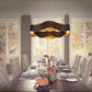Eurofase Lighting Vaughan 34" Large Bronze Round Dimmable LED Metal Chandelier With Bronze & Gold Wavy Metal Shade