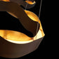 Eurofase Lighting Vaughan 34" Large Bronze Round Dimmable LED Metal Chandelier With Bronze & Gold Wavy Metal Shade