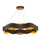 Eurofase Lighting Vaughan 34" Large Bronze Round Dimmable LED Metal Chandelier With Bronze & Gold Wavy Metal Shade