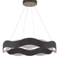 Eurofase Lighting Vaughan 34" Large Silver & Black Round Dimmable LED Metal Chandelier With Wavy Metal Shade