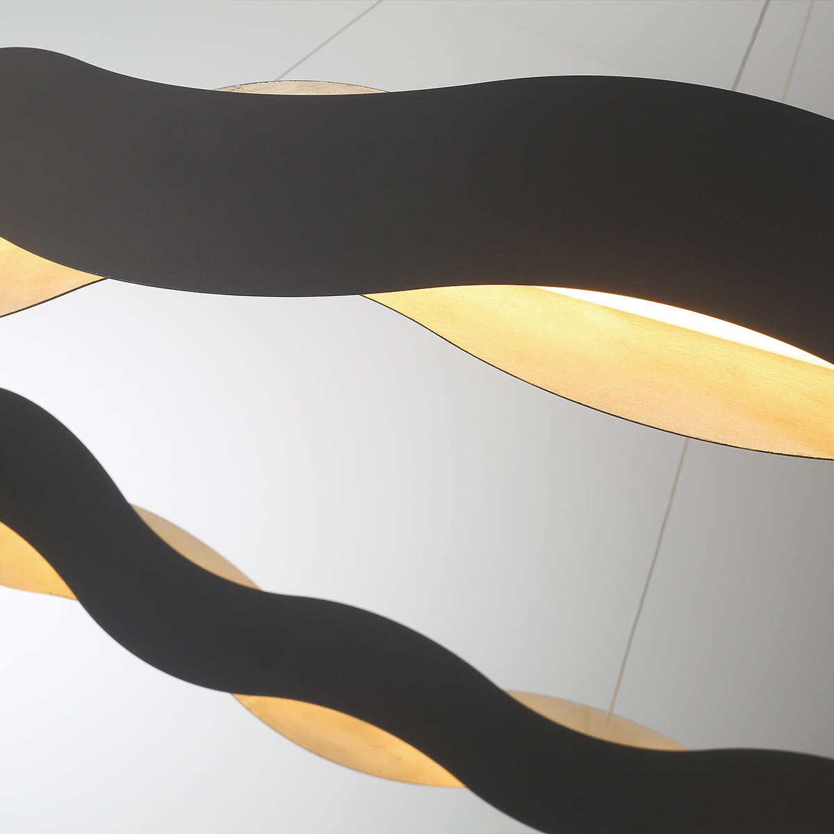 Eurofase Lighting Vaughan 34" Large Silver & Black Round Dimmable LED Metal Chandelier With Wavy Metal Shade
