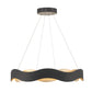 Eurofase Lighting Vaughan 34" Large Silver & Black Round Dimmable LED Metal Chandelier With Wavy Metal Shade