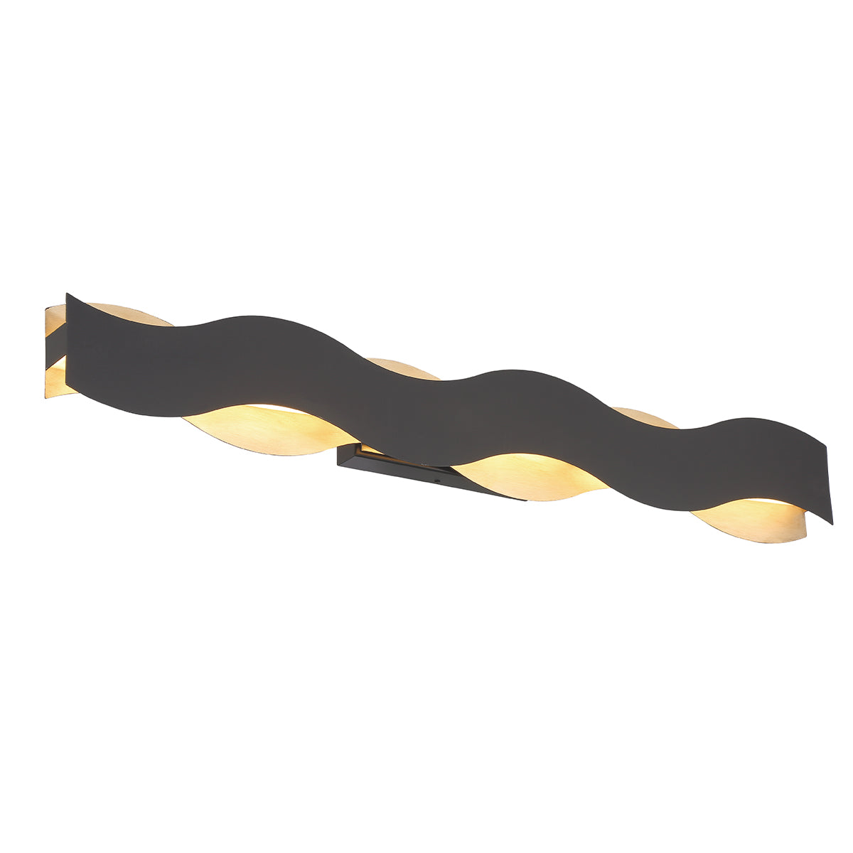 Eurofase Lighting Vaughan 40" Dimmable LED Metal Bath Bar With Silver & Black Wavy Metal Shade