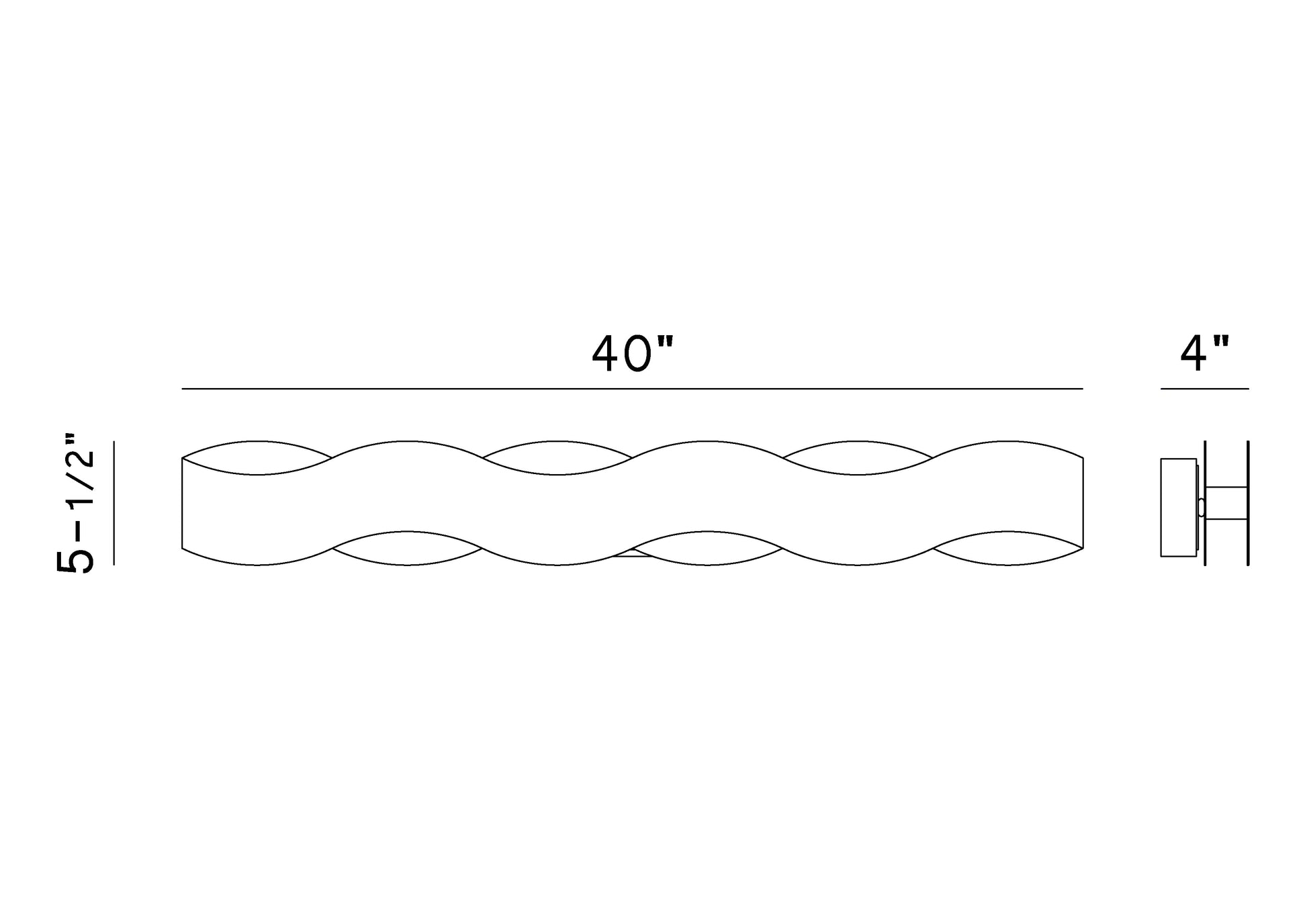 Eurofase Lighting Vaughan 40" Dimmable LED Metal Bath Bar With Silver & Black Wavy Metal Shade