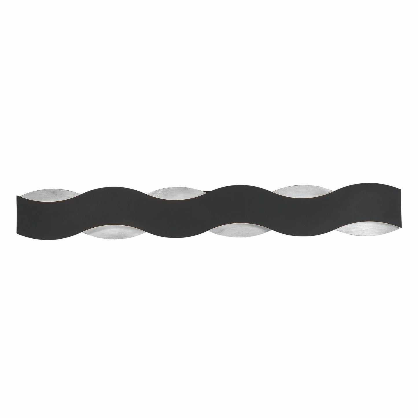 Eurofase Lighting Vaughan 40" Dimmable LED Metal Bath Bar With Silver & Black Wavy Metal Shade