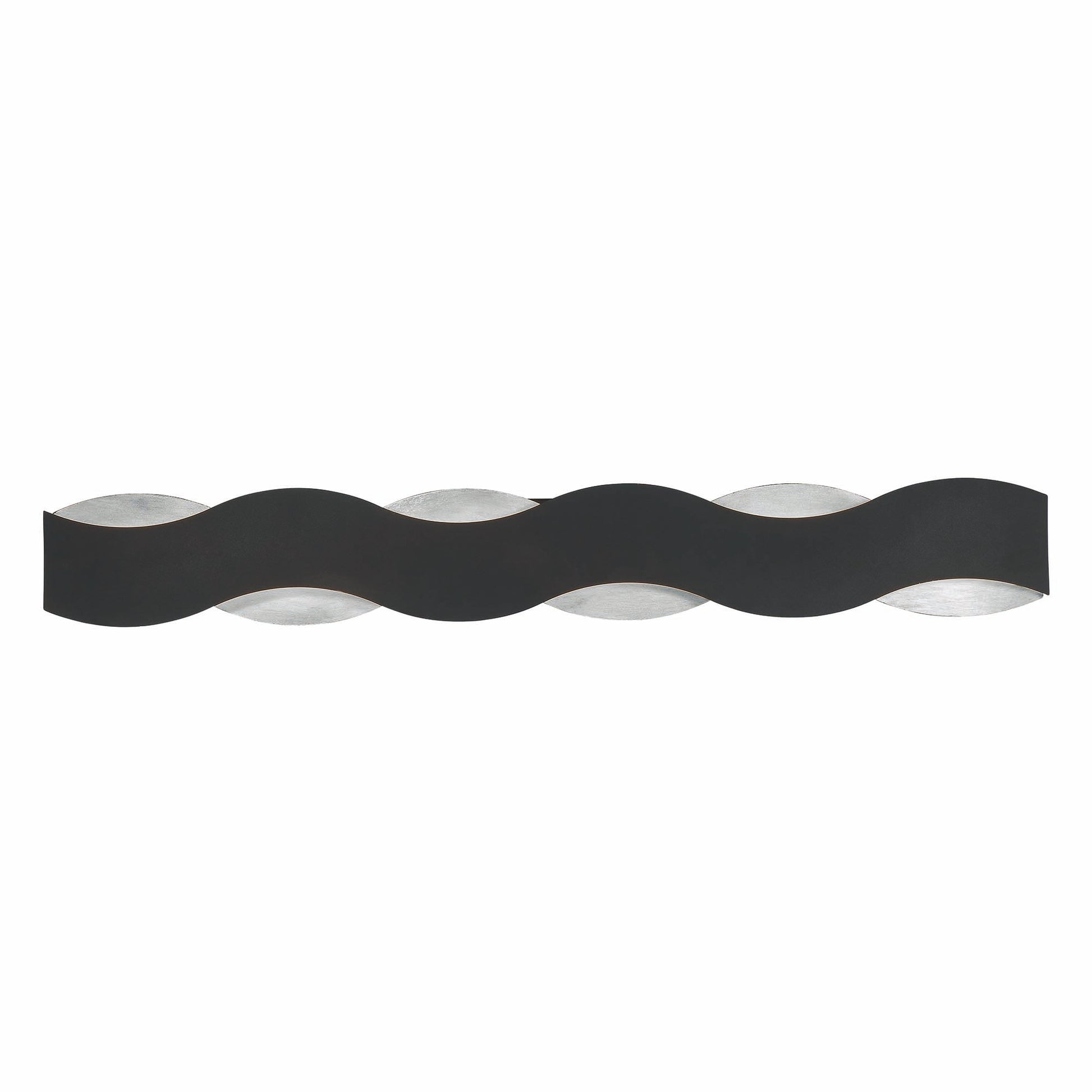 Eurofase Lighting Vaughan 40" Dimmable LED Metal Bath Bar With Silver & Black Wavy Metal Shade