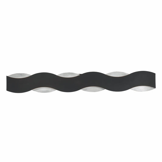 Eurofase Lighting Vaughan 40" Dimmable LED Metal Bath Bar With Silver & Black Wavy Metal Shade