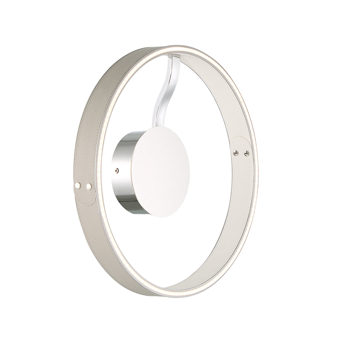 Eurofase Lighting Verdura 15" Dimmable Integrated LED Chrome Flush Mount With Gray & White Leather Accents