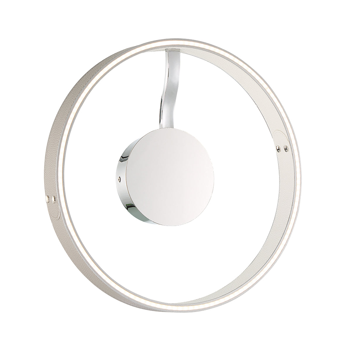 Eurofase Lighting Verdura 15" Dimmable Integrated LED Chrome Flush Mount With Gray & White Leather Accents