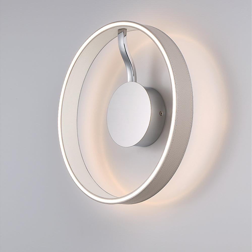 Eurofase Lighting Verdura 15" Dimmable Integrated LED Chrome Flush Mount With Gray & White Leather Accents