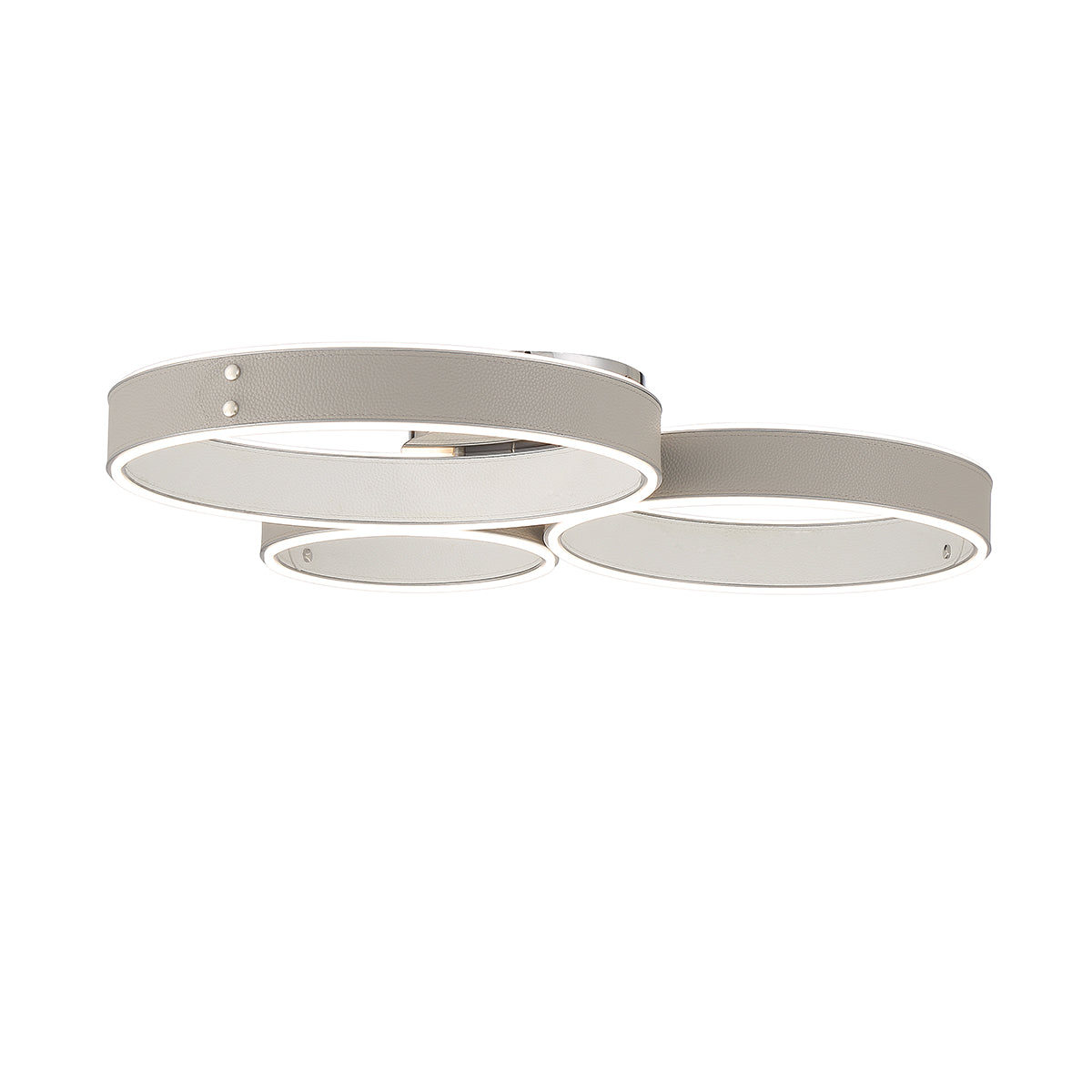 Eurofase Lighting Verdura 20" Dimmable Integrated LED Chrome Flush Mount With Gray & White Leather Accents