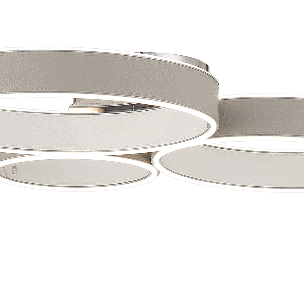 Eurofase Lighting Verdura 20" Dimmable Integrated LED Chrome Flush Mount With Gray & White Leather Accents