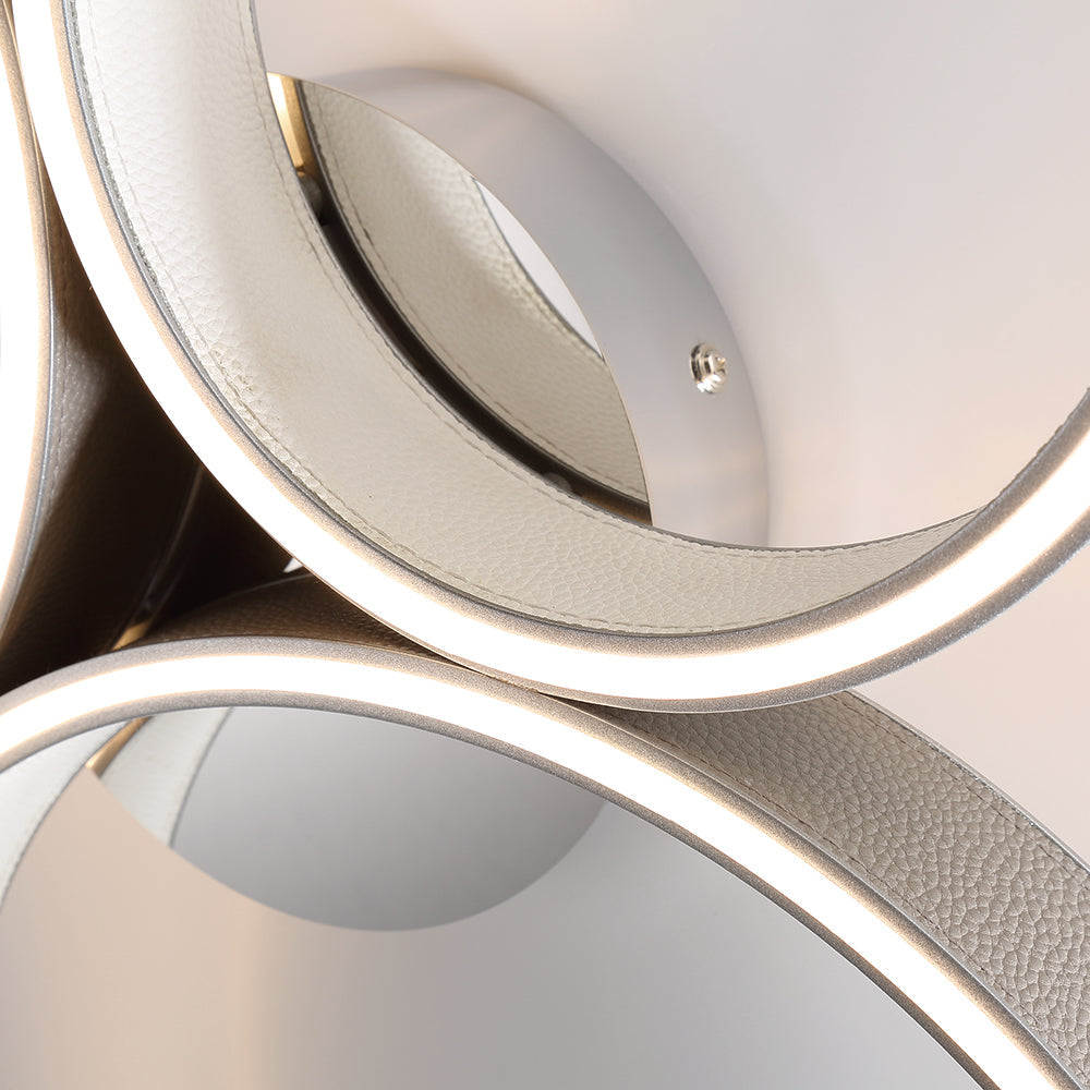 Eurofase Lighting Verdura 20" Dimmable Integrated LED Chrome Flush Mount With Gray & White Leather Accents