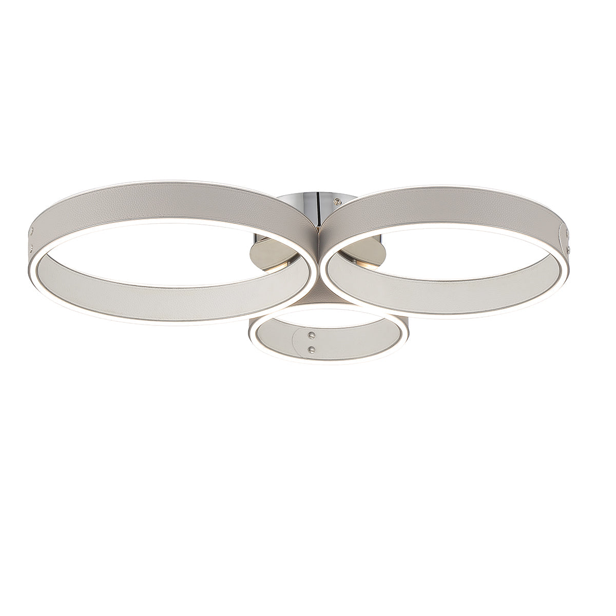 Eurofase Lighting Verdura 20" Dimmable Integrated LED Chrome Flush Mount With Gray & White Leather Accents